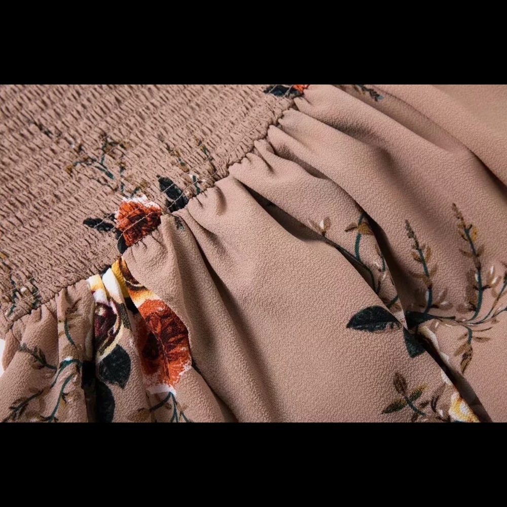 5 🌟 NEW Tan Off Shoulder Floral Boho Maxi Dress - Picture 5 of 6